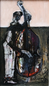 Người đàn contrabass sơn dầu trên canvas 12 x 16 in đinhcường 2008