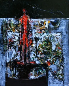 Người đứng bên kia núi   sơn dầu trên canvas 16 x 20 in   đinhcường  (coll. Phan Thị Trọng Tuyến) 